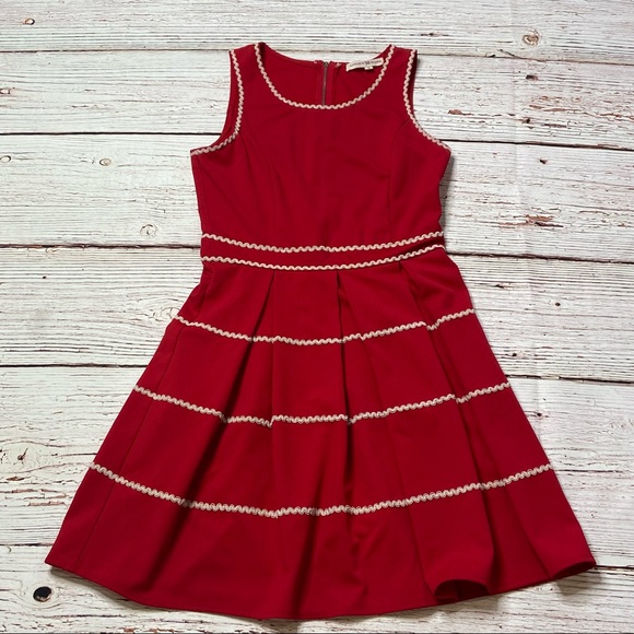 Altar’d State Red A-Line Ivory Striped Dress Sz S - Picture 3 of 14